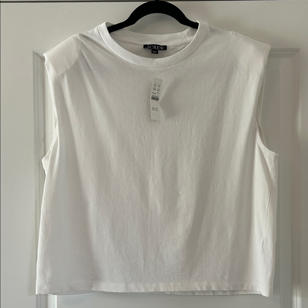 NWT J. Crew Classic White Sleeveless Tee L